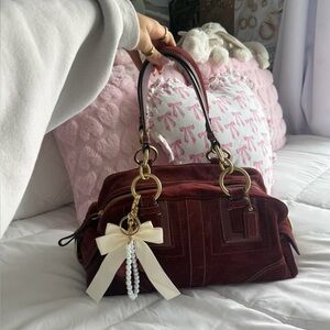 Y2K Coach Mia Satchel Dark Red Suede Large Satchel